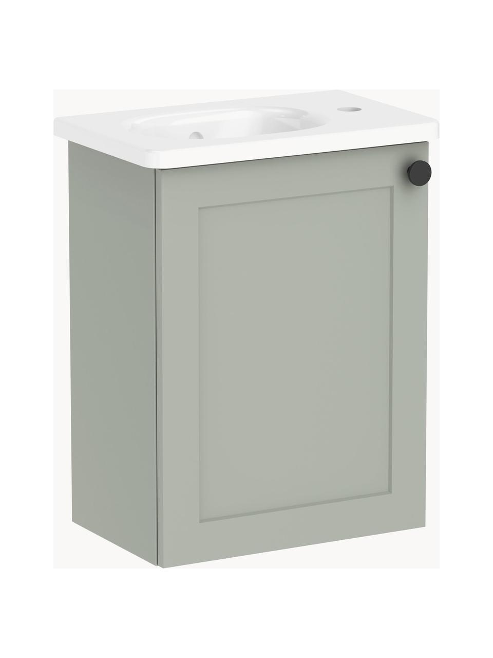 Lavabo con armadietto dalla finitura opaca Rafaella, larg. 45 cm, Maniglie: alluminio rivestito, Verde, Larg. 45 x Alt. 58 cm