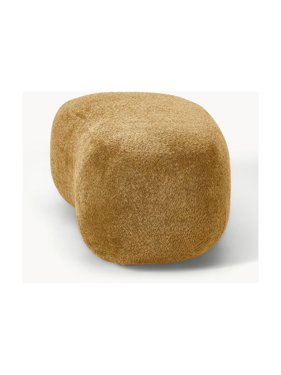 Hocker Alba aus Teddy-Bouclé, Bezug: 100 % Polyester Der strap, Gestell: Massives Fichtenholz, Kie, Füße: Kunststoff Dieses Produkt, Teddy-Bouclé Ocker, B 130 x T 62 cm