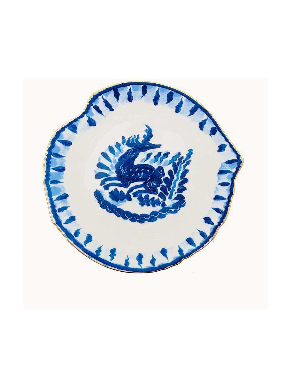 Porcelánový raňajkový tanier Classic On Acid, Porcelán, Biela, tóny modrej, Ø 22 cm