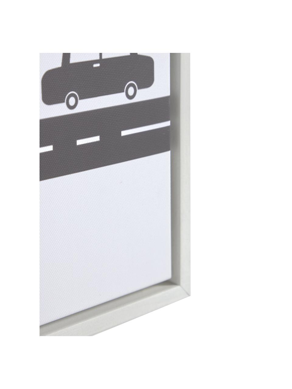 Gerahmtes Digitaldruck-Set Nidi, 3-tlg., Rahmen: Holz, Bild: Canvas, mitteldichte Fase, Weiss, Schwarz, 30 x 42 cm