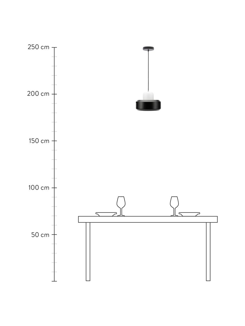 Kleine moderne hanglamp Pretty Treasure, Lampenkap: glas, gecoat metaal, Baldakijn: gecoat metaal, Zwart, wit, Ø 27 x H 22 cm