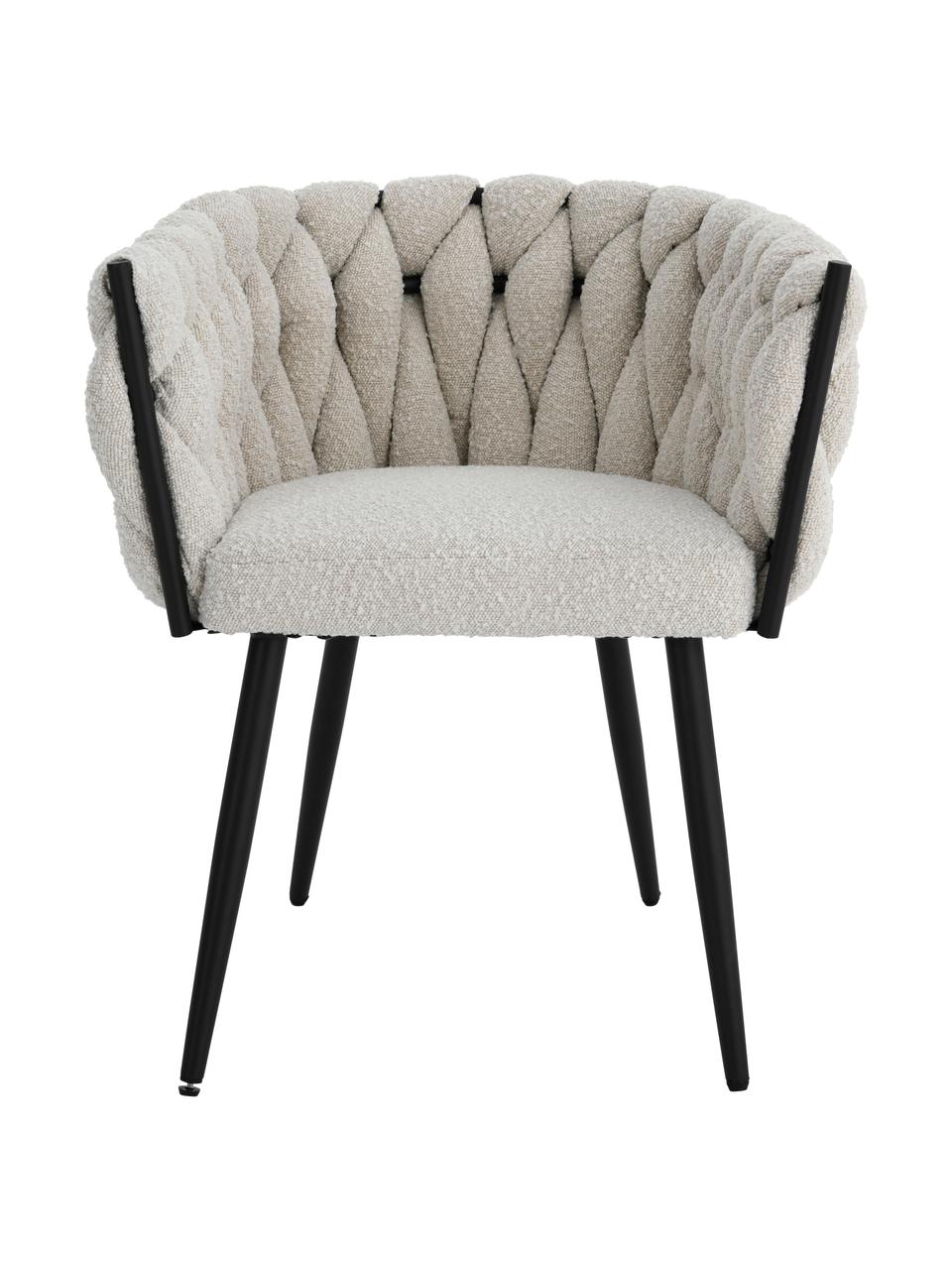 Bouclé židle s područkami Molto, Bílá, Š 63 cm, H 52 cm
