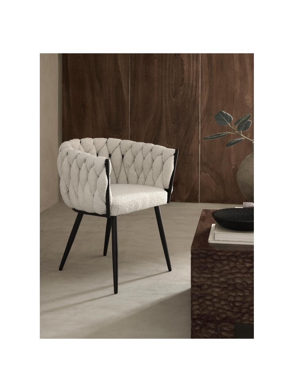 Bouclé židle s područkami Molto, Bílá, Š 63 cm, H 52 cm