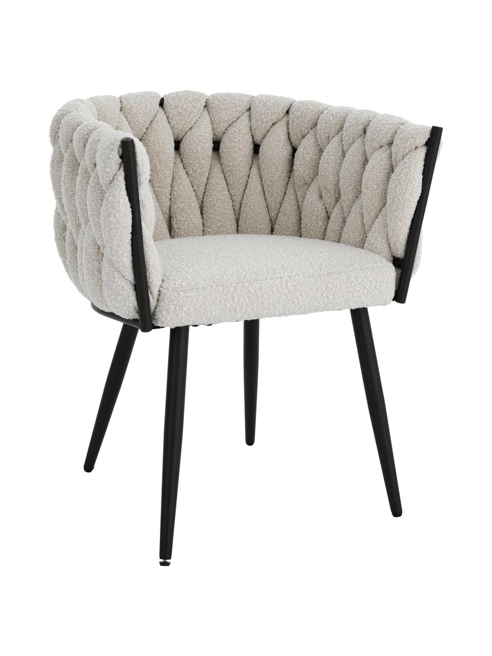 Bouclé židle s područkami Molto, Bílá, Š 63 cm, H 52 cm
