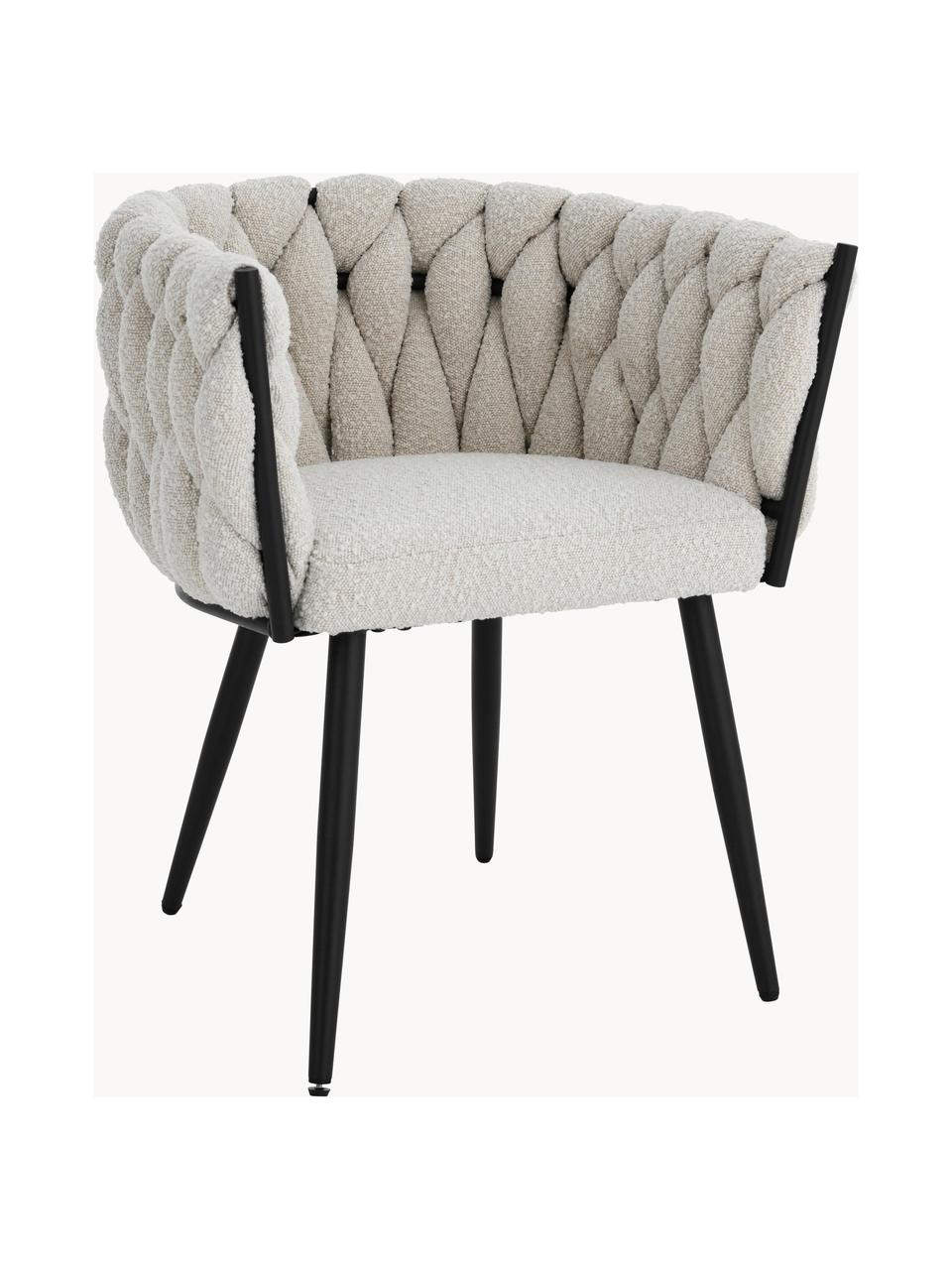 Bouclé fauteuil Molto, Bekleding: 100% polyester, Poten: gecoat metaal, Bouclé gebroken wit, B 63 x D 52 cm