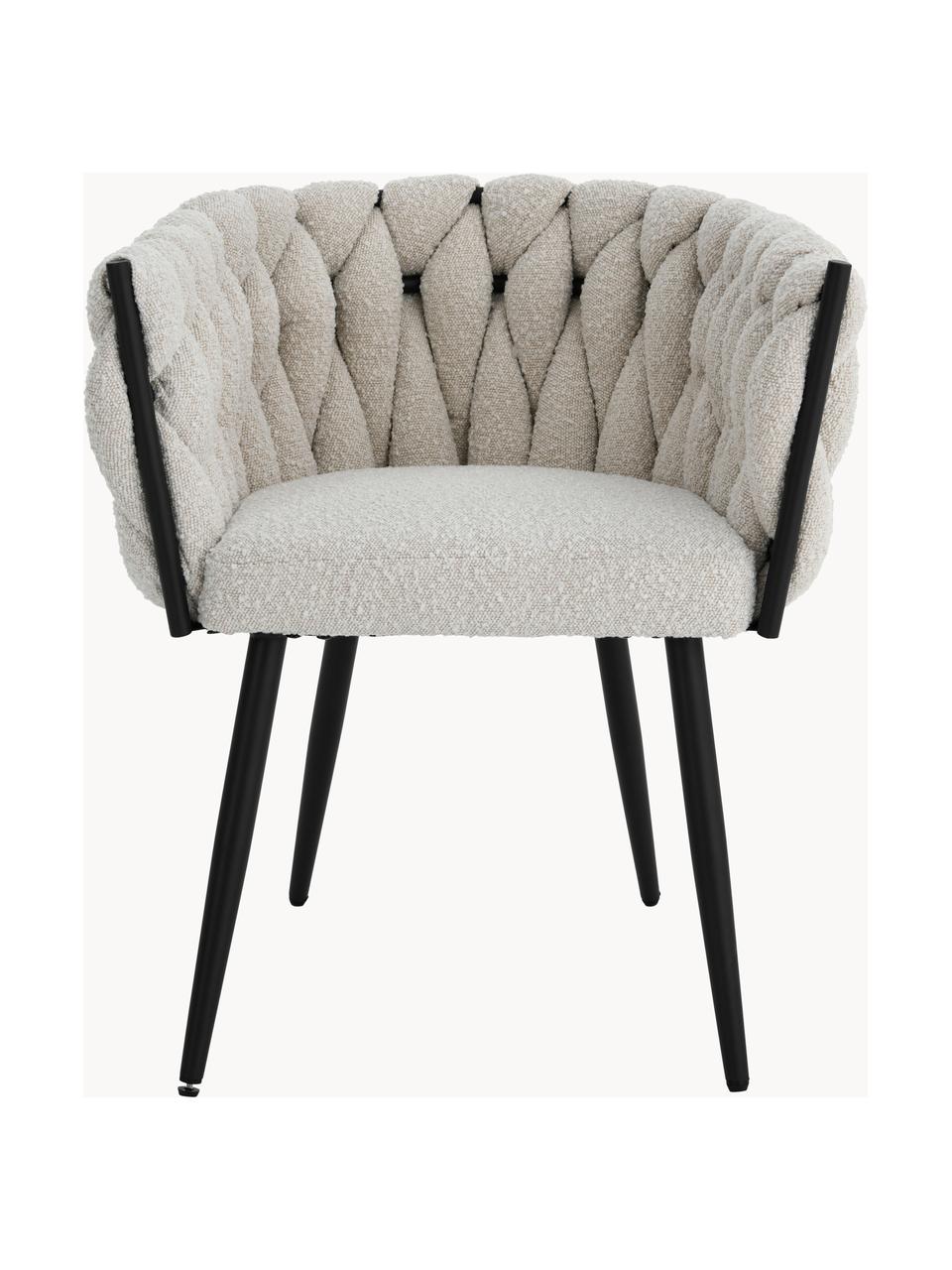 Bouclé fauteuil Molto, Bekleding: 100% polyester, Poten: gecoat metaal, Bouclé gebroken wit, B 63 x D 52 cm