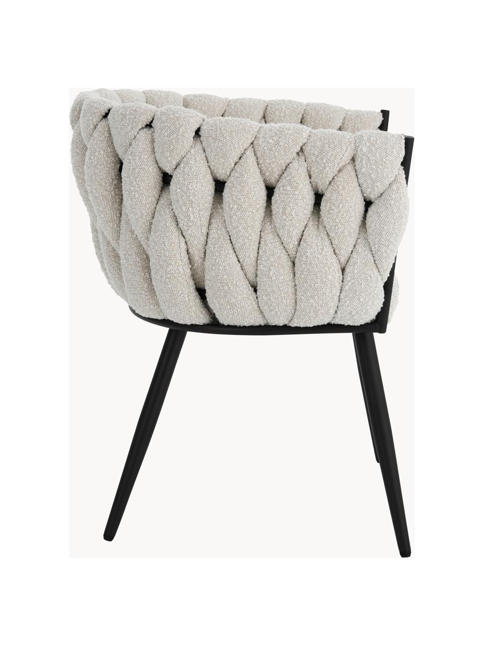 Fauteuil en tissu bouclé Molto, Bouclé blanc crème, larg. 63 x prof. 52 cm