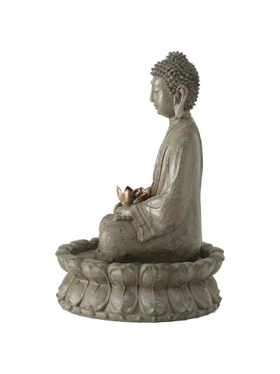 Fontaine de jardin Buddha, Plastique, Vert-de-gris, couleur cuivre, Ø 31 x haut. 46 cm