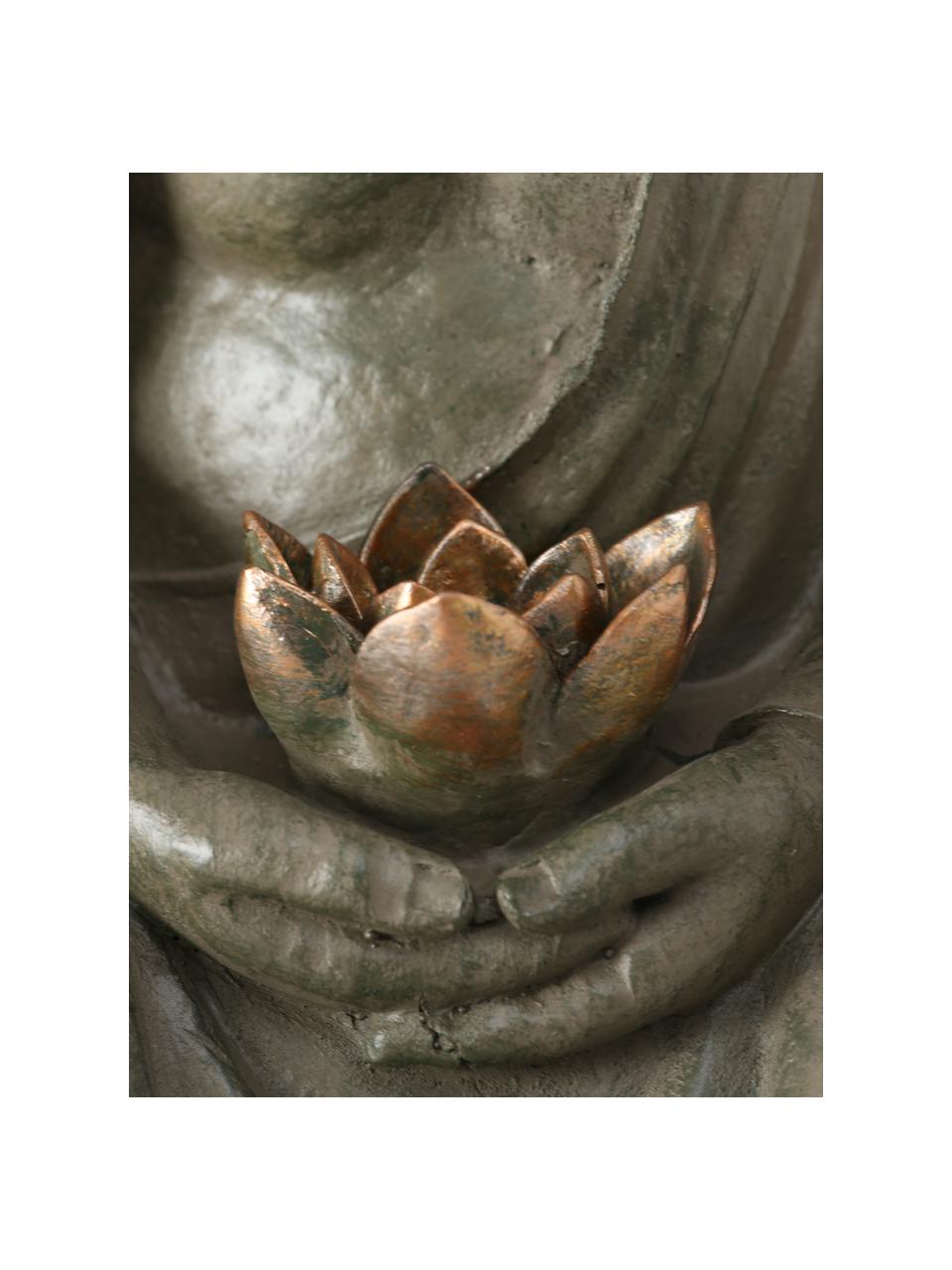 Zahradní fontána Buddha, Umělá hmota, Šedozelená, měděná, Ø 31 cm, V 46 cm