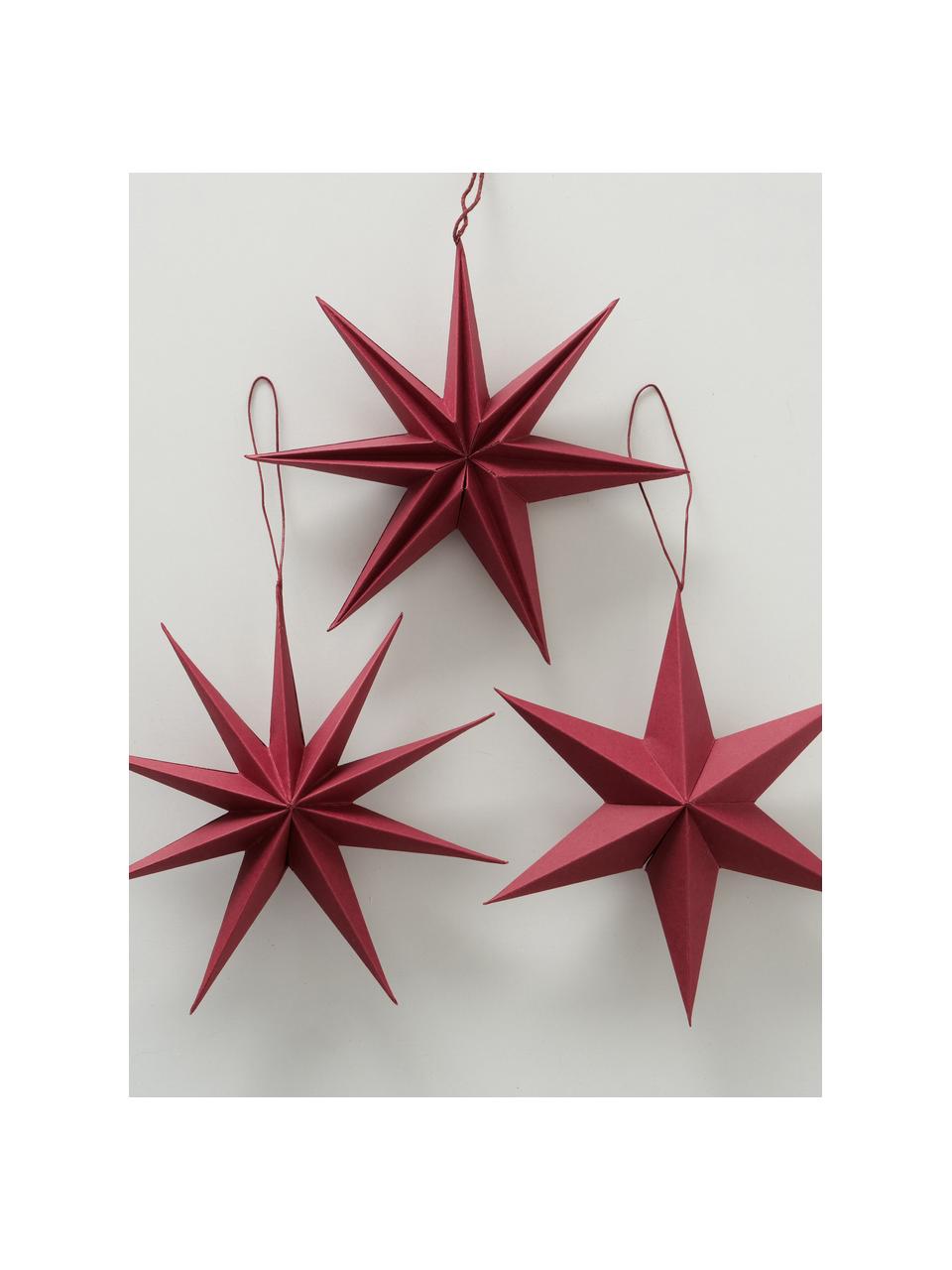 Estrellas para colgar  Mariola, 3 uds., Papel, Rojo, Ø 20 cm