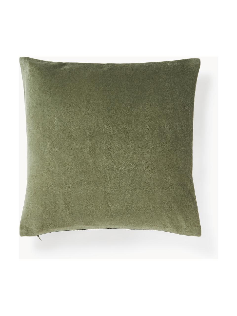 Abstraktní sametový povlak na polštář Phoenix, 100 % bavlna, samet, Olivově zelená, Š 45 cm, D 45 cm