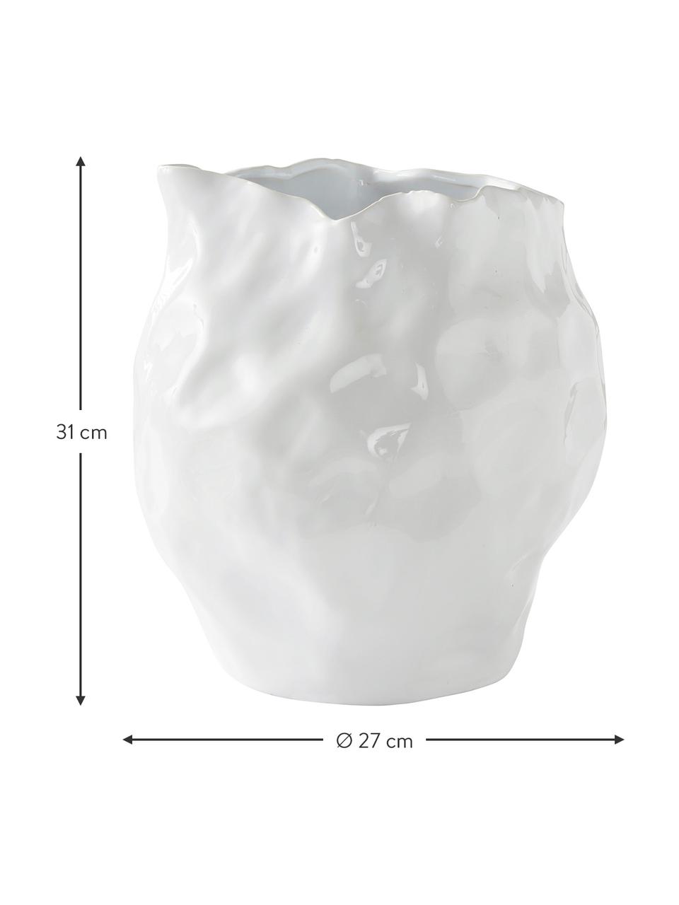 Designvase Bubba, Steingut, Weiß, Ø 27 x H 31 cm