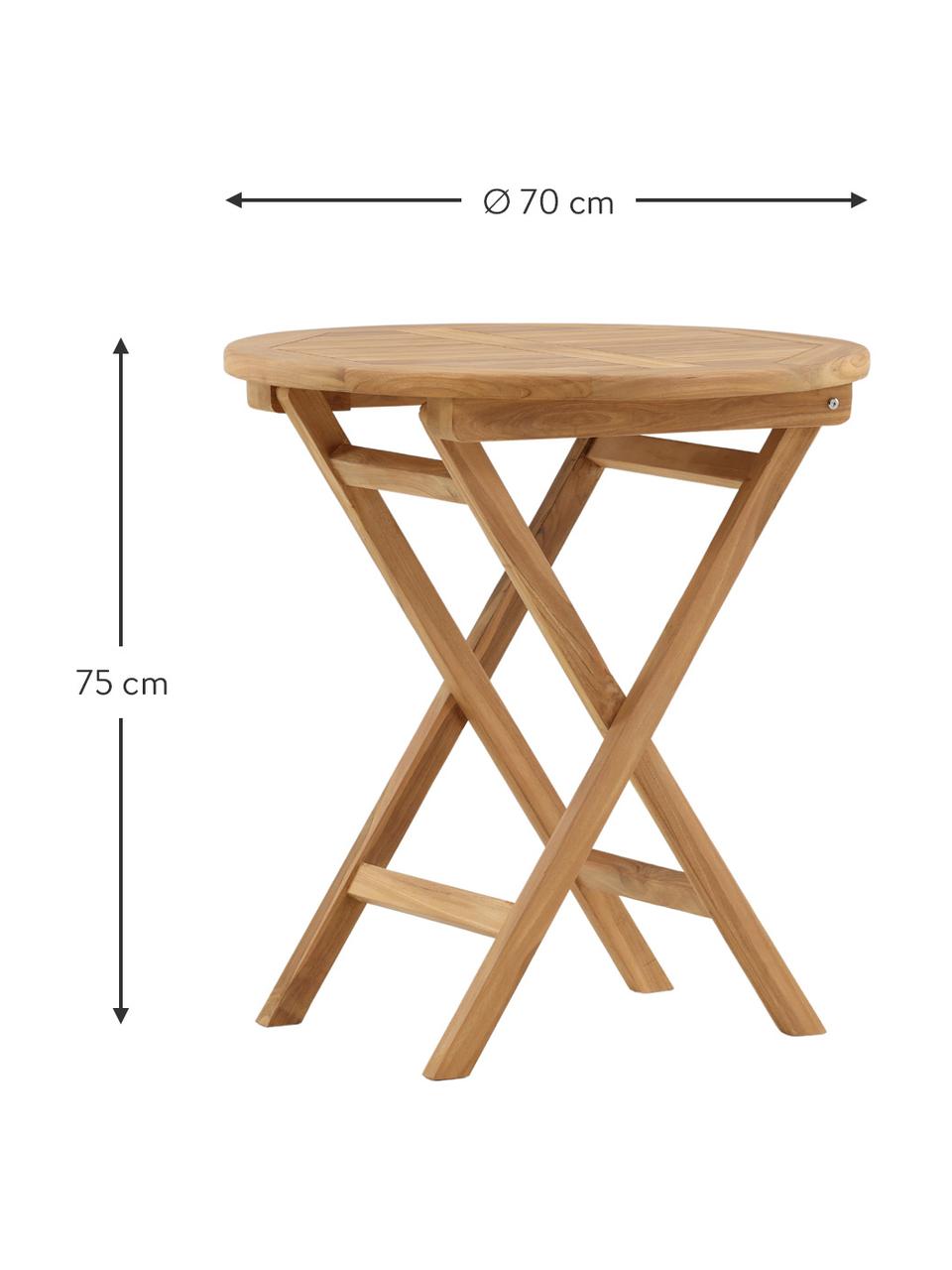 Skládací zahradní stůl z teakového dřeva Kenya, Masivní teakové dřevo, Teakové dřevo, Ø 70 cm, V 75 cm