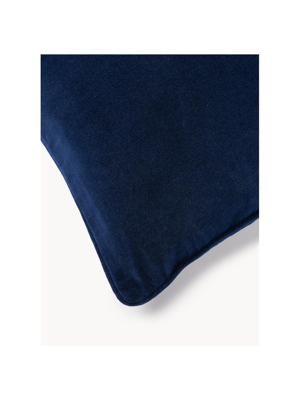 Housse de coussin satin de coton bleu 25x45 cm AINHOA