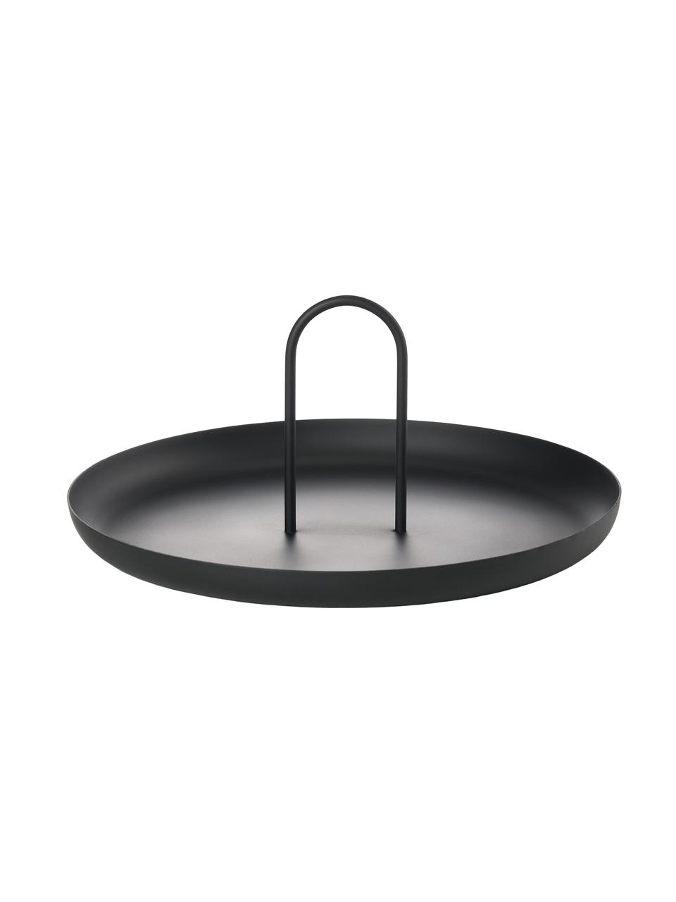 Serviertablett Singles aus Metall mit Griff, Ø 30 cm, Metal pintado mate, Negro, Ø 30 cm