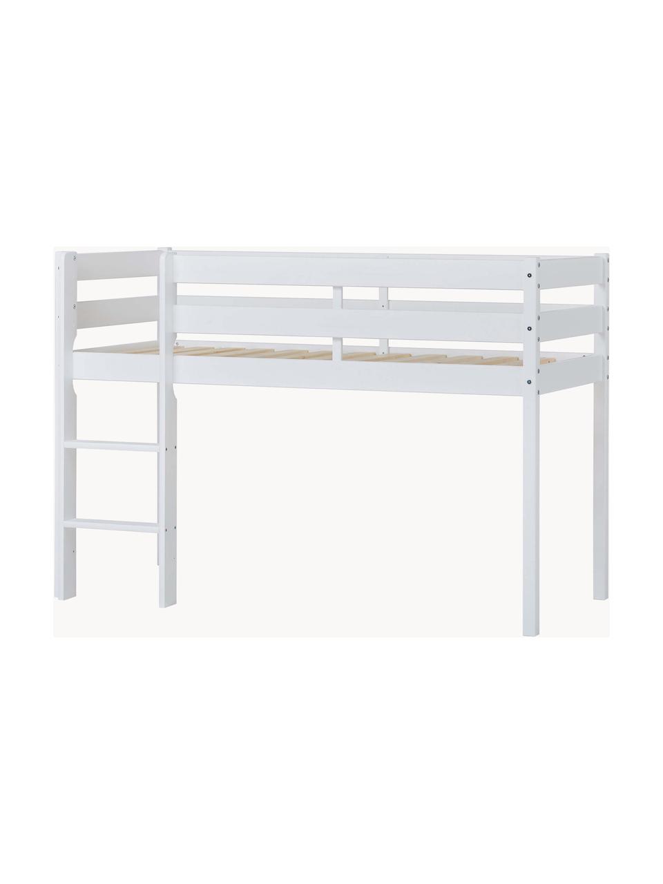 Cama litera infantil de madera de pino Eco Comfort, 70 x 160 cm, Madera de pino macizo con certificado FSC, madera contrachapada, Blanco, An 70 x L 160 x Al 114 cm