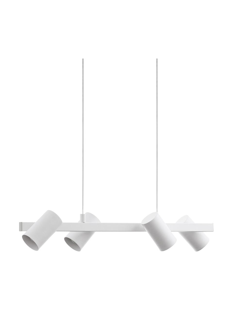 Moderne hanglamp Gatuela, Lampenkap: gelakt metaal, Baldakijn: gelakt metaal, Wit, 76 x 110 cm