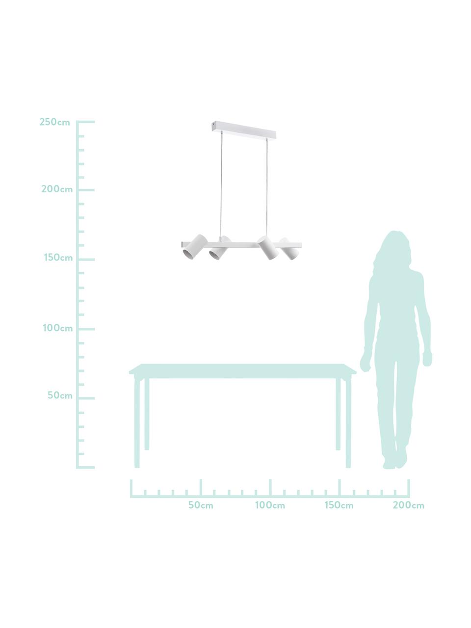 Lampada a sospensione moderna Gatuela, Paralume: metallo verniciato, Baldacchino: metallo verniciato, Bianco, Larg. 76 x Prof. 19 cm