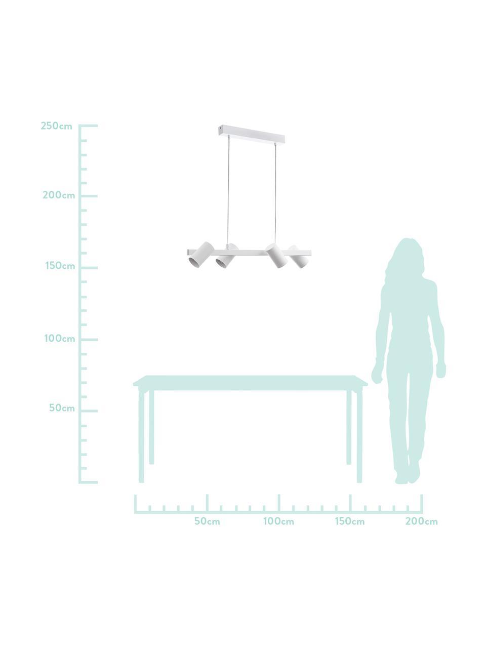 Moderne hanglamp Gatuela, Lampenkap: gelakt metaal, Baldakijn: gelakt metaal, Wit, 76 x 110 cm