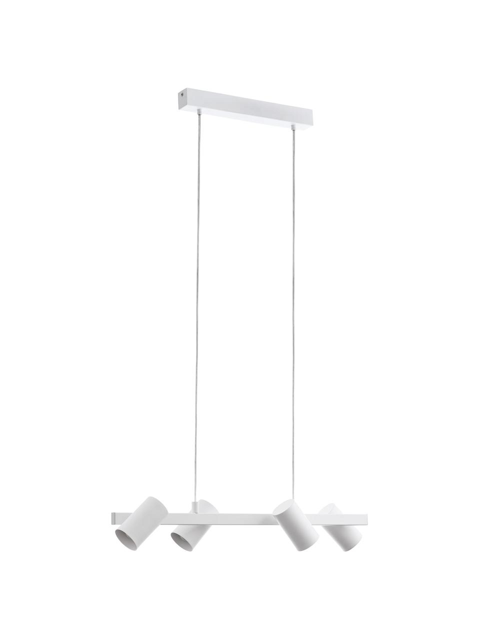 Moderne hanglamp Gatuela, Lampenkap: gelakt metaal, Baldakijn: gelakt metaal, Wit, 76 x 110 cm