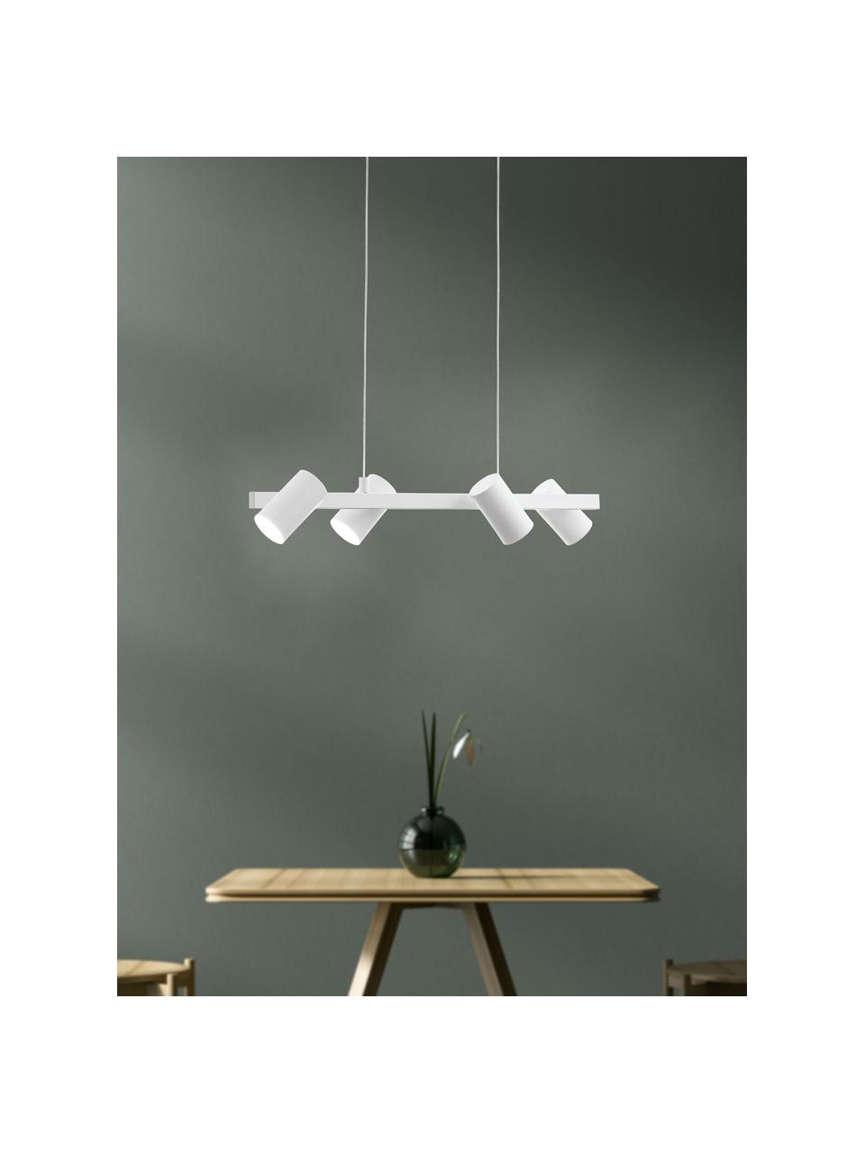 Moderne hanglamp Gatuela, Lampenkap: gelakt metaal, Baldakijn: gelakt metaal, Wit, 76 x 110 cm