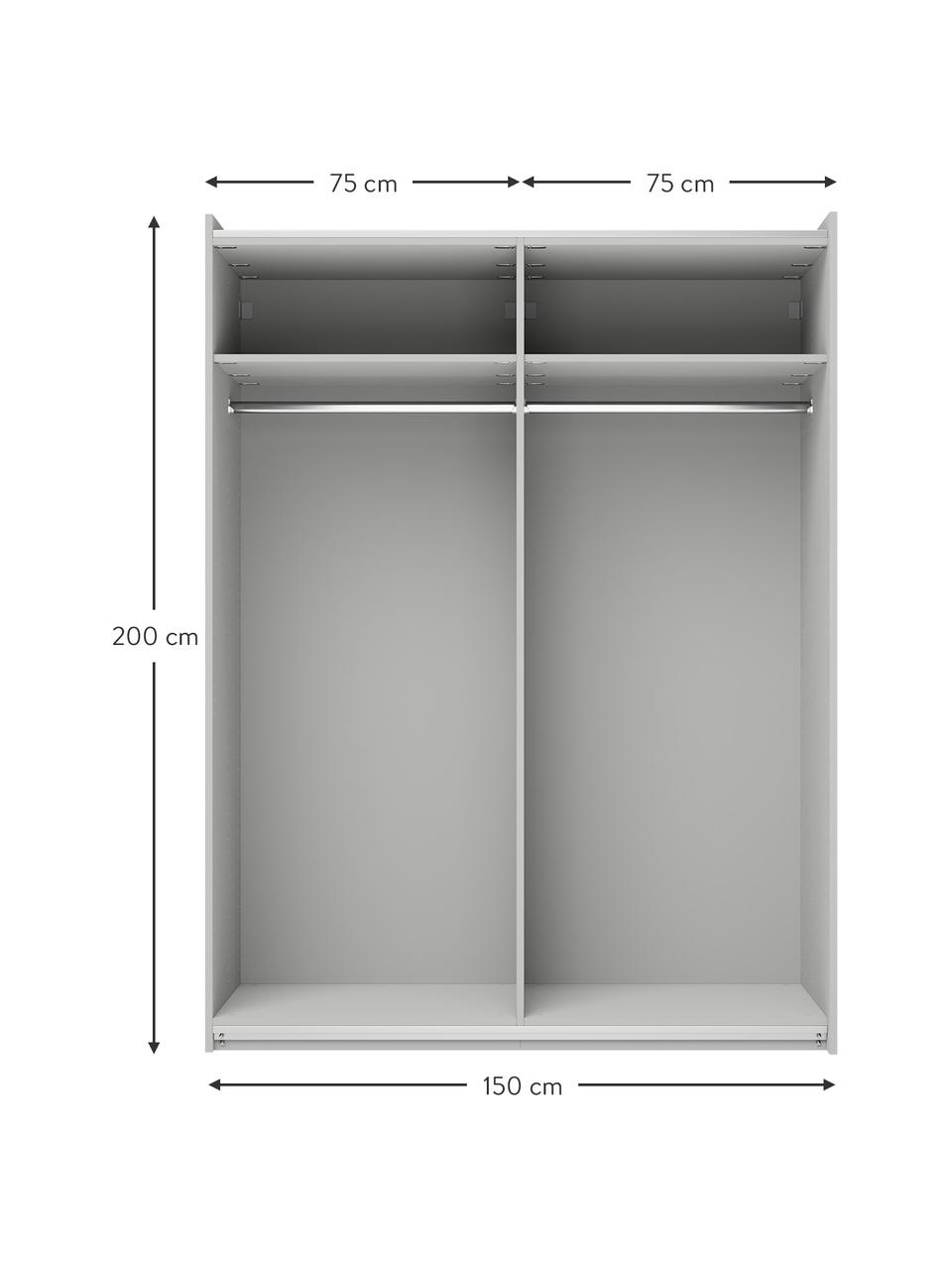 Armario modular Simone, 2 puertas correderas (150 cm), diferentes variantes, Estructura: aglomerado con certificad, Madera, gris, Interior Basic (An 150 x Al 200 cm)
