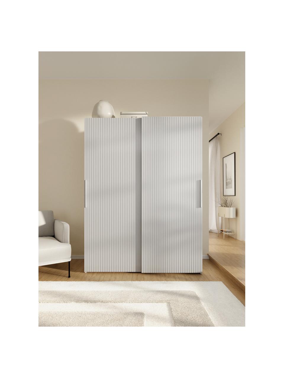 Szafa modułowa z drzwiami przesuwnymi Simone, 150 cm, różne warianty, Korpus: płyta wiórowa z certyfika, Drewno naturalne, szary, S 150 x W 200 cm, Basic