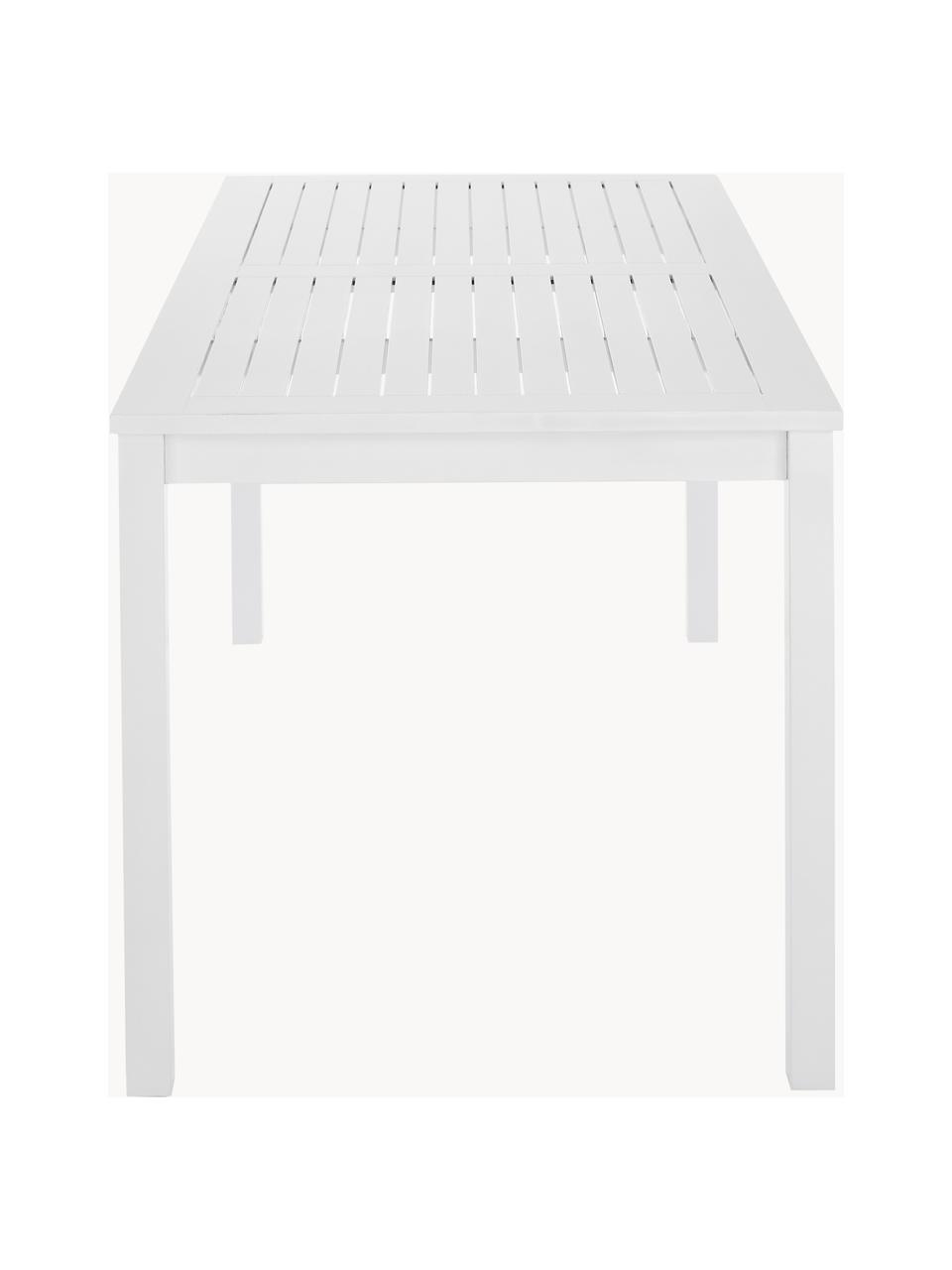 Mesa de madera para exterior Rosenborg, 165 x 80 cm, Madera de caoba pintada, Madera de teca pintada en blanco, An 165 x F 80 cm