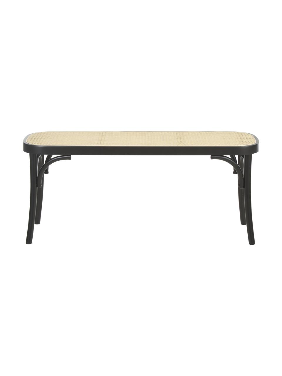 Banc en cannage Franz, Noir, beige, larg. 110 x haut. 47 cm