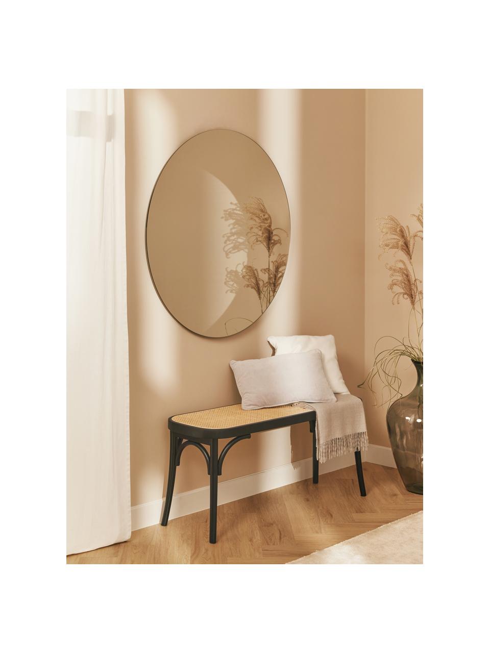 Panca con intreccio viennese Franz, Seduta: rattan, Struttura: legno di faggio massiccio, Nero, beige, Larg. 110 x Alt. 47 cm