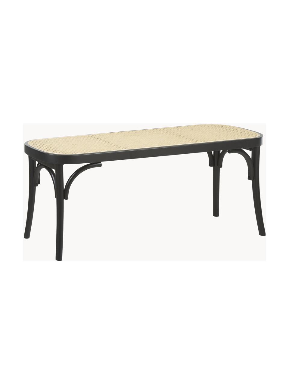 Banc en cannage Franz, Noir, beige, larg. 110 x haut. 47 cm