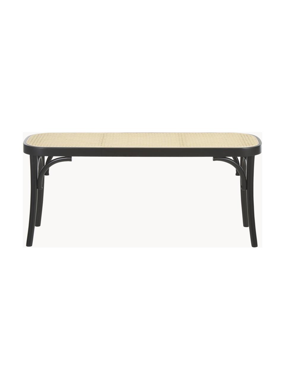 Banc en cannage Franz, Noir, beige, larg. 110 x haut. 47 cm