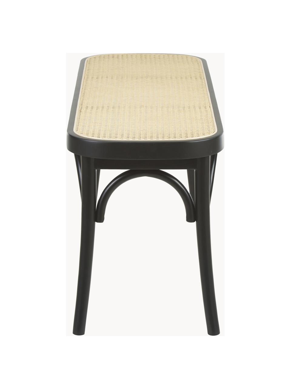 Banco madera con tejido vienés Franz, Asiento: ratán, Estructura: madera de haya maciza, Negro, beige, An 110 x Al 47 cm