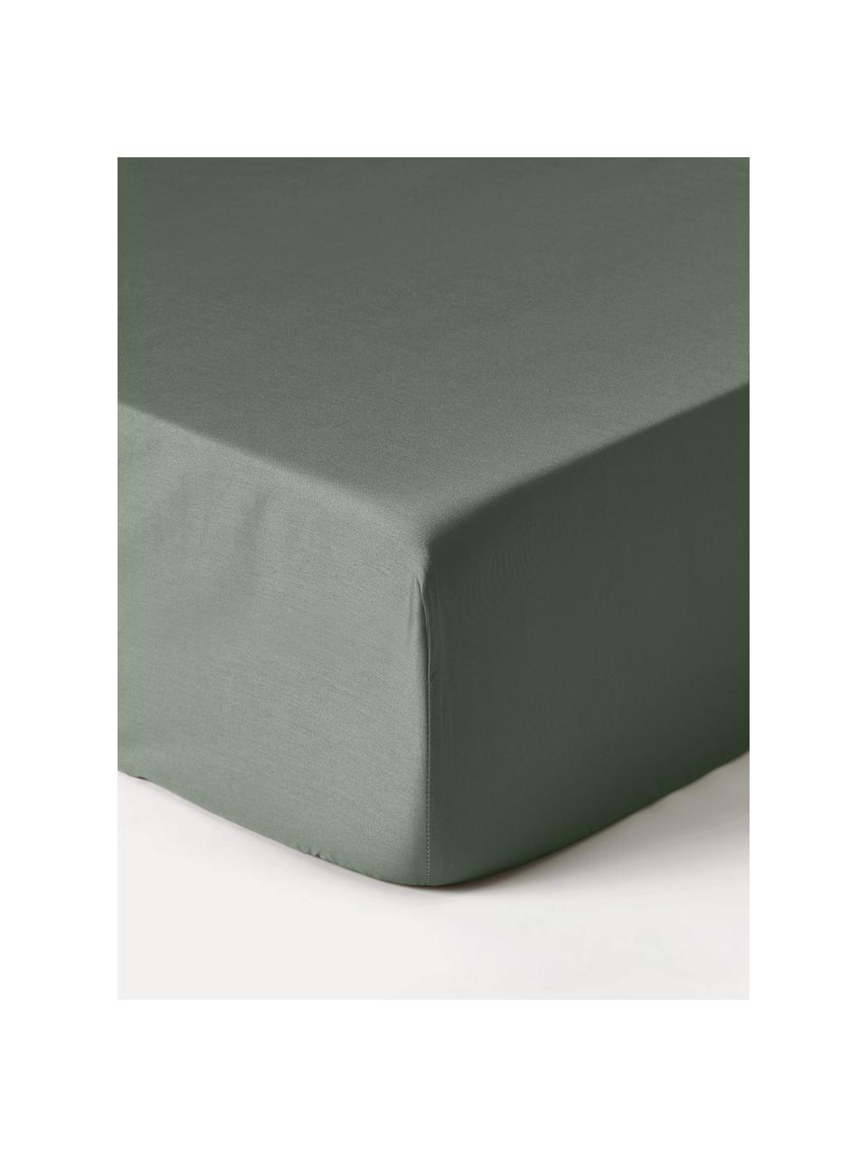 Spannbettlaken Premium, Baumwollsatin, Webart: Satin Fadendichte 500 TC,, Dunkelgrün, B 90 x L 200 cm, H 25 cm