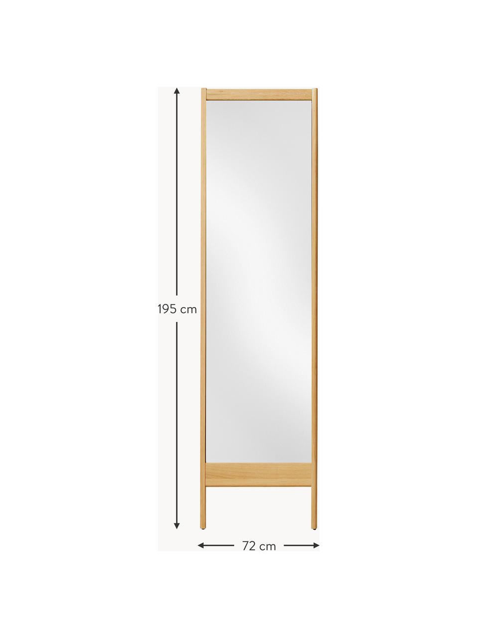 Specchio da appoggio A Line, Cornice: legno di quercia, Superficie dello specchio: lastra di vetro, Legno di quercia, Larg. 72 x Alt. 195 cm