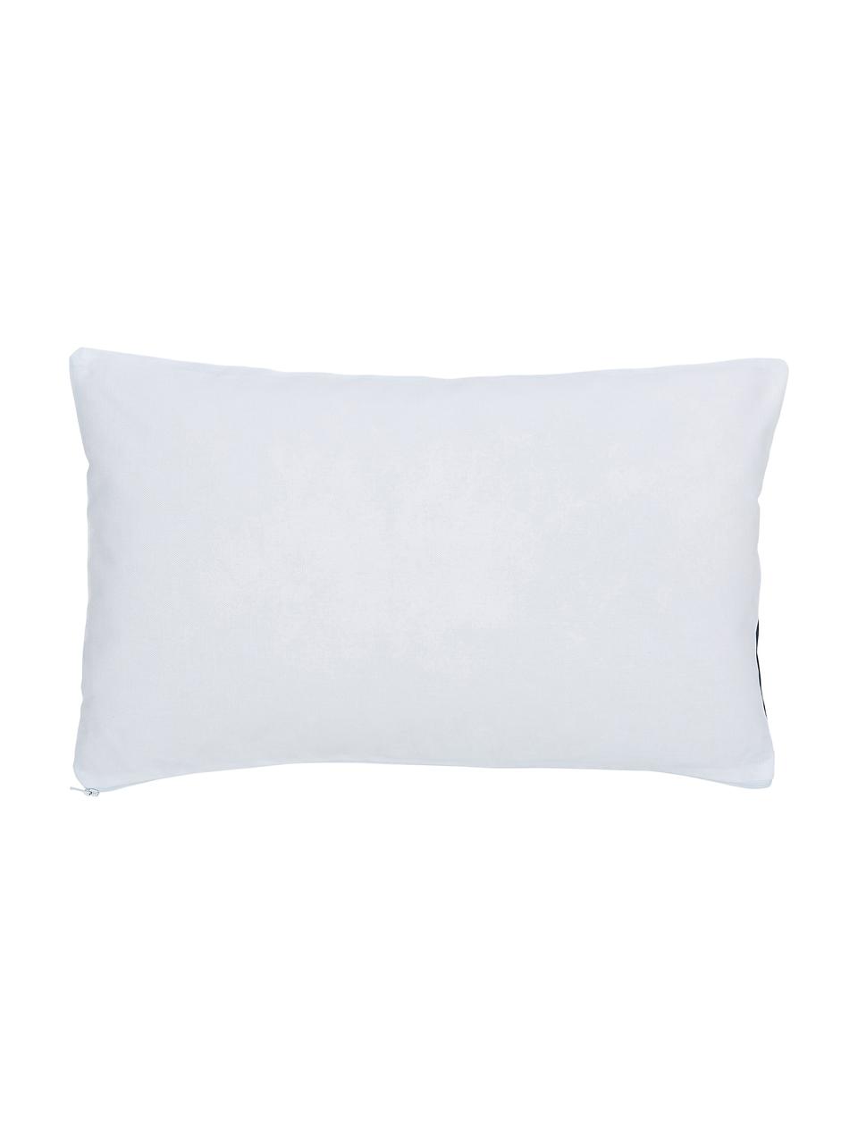 Housse de coussin rectangulaire Ren, 100 % coton, Blanc, bleu foncé, larg. 30 x long. 50 cm