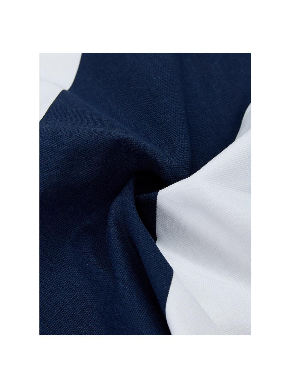 Housse de coussin rectangulaire Ren, 100 % coton, Blanc, bleu foncé, larg. 30 x long. 50 cm