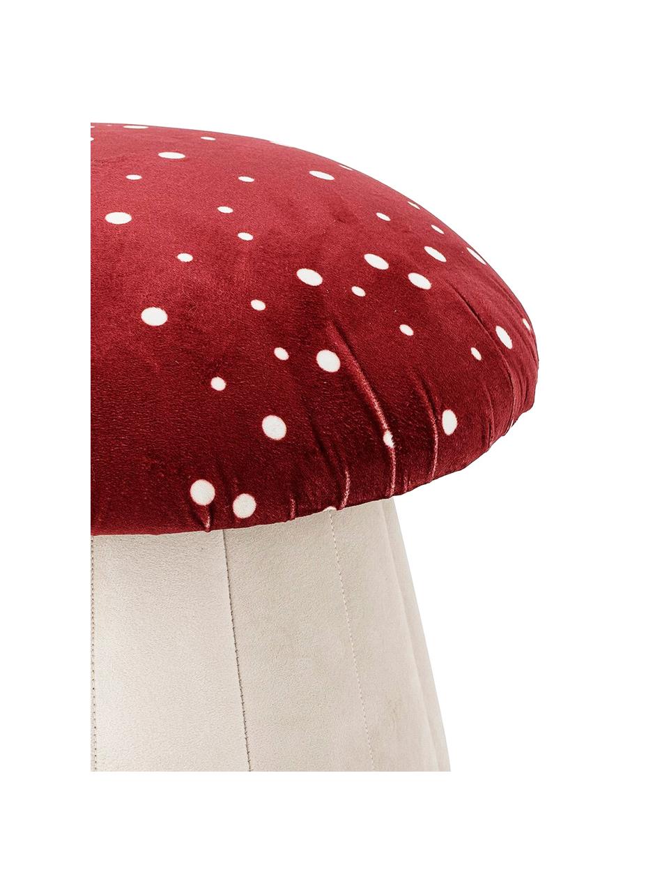 Puf dla dzieci Lue, Tapicerka: aksamit (100 % poliester), Stelaż: płyta pilśniowa średniej , Czerwony aksamit, kremowobiały, Ø 37 x W 30 cm