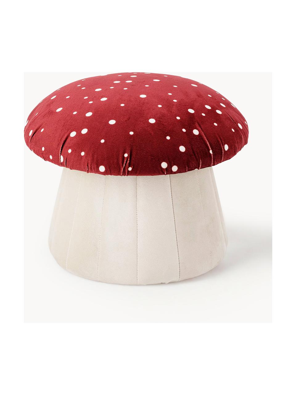 Kinder-Pouf Lue in Pilzform, Bezug: Samt (100 % Polyester), Gestell: Mitteldichte Holzfaserpla, Samt Rostrot, Cremeweiß, Ø 37 x H 30 cm