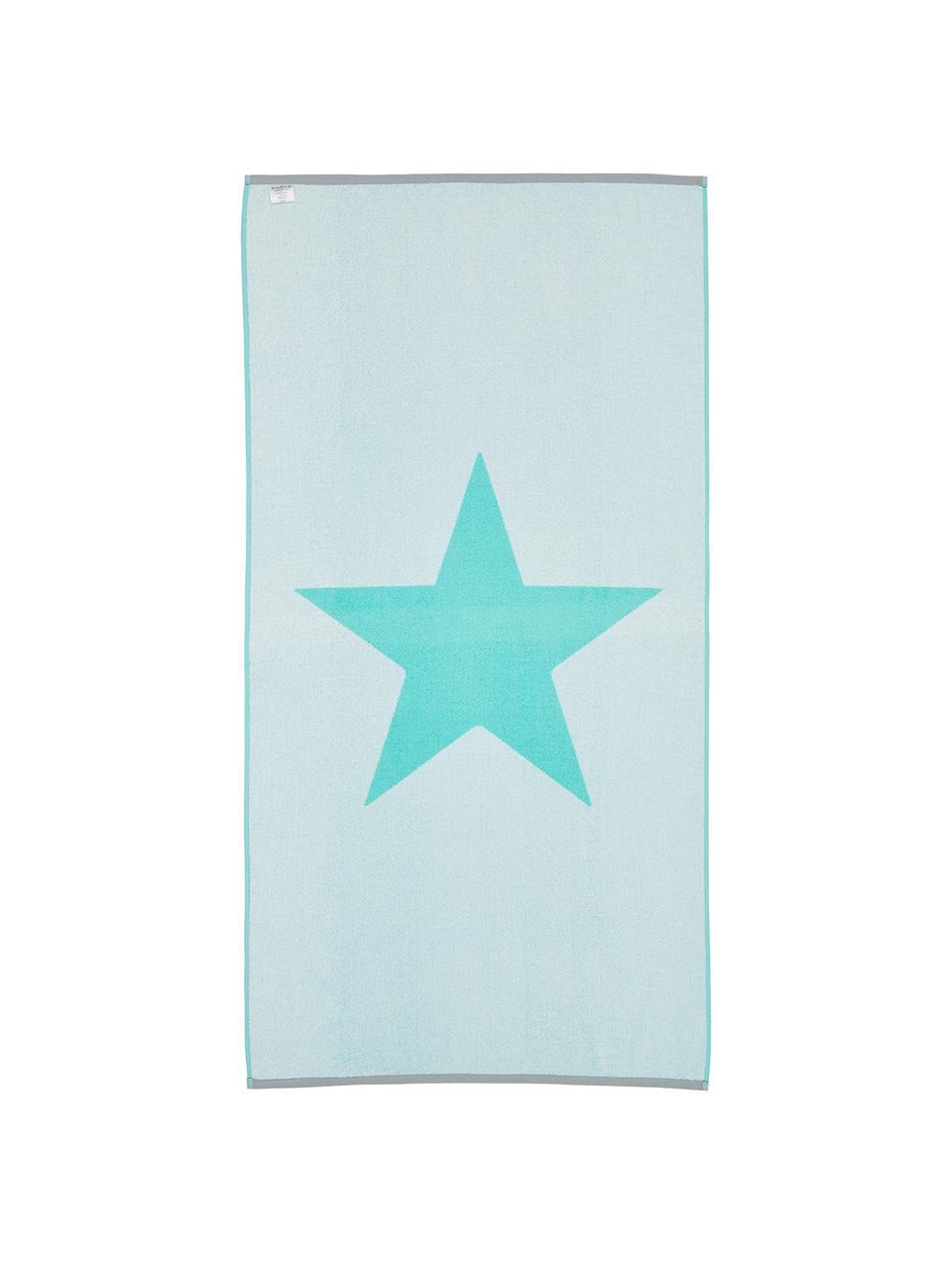 Serviette de plage à imprimé étoile Spork, Turquoise, blanc