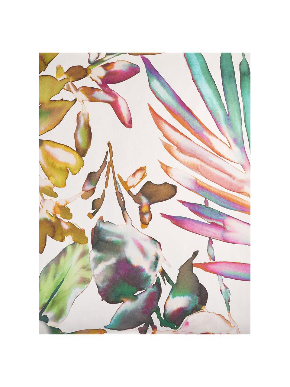 Kissenhülle Juanita mit buntem, tropischen Print, 100% Baumwolle, Weiß, Mehrfarbig, 40 x 40 cm