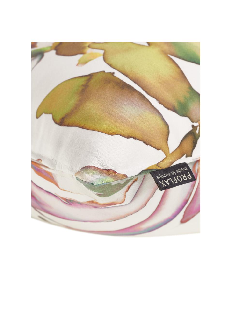 Kussenhoes Juanita met kleurrijke, tropische print, 100% katoen, Wit, multicolour, 40 x 40 cm