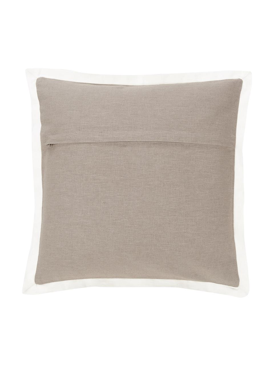 Leinen-Kissenhülle Mira mit Stehsaum, 51 % Leinen, 49 % Baumwolle, Taupe, Weiss, B 45 x L 45 cm
