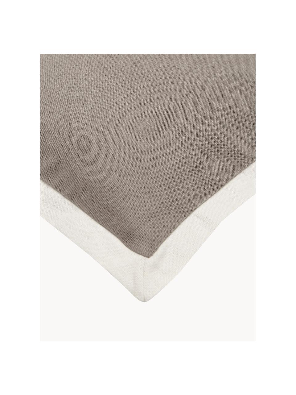 Leinen-Kissenhülle Mira mit Stehsaum, 51 % Leinen, 49 % Baumwolle, Taupe, Weiss, B 45 x L 45 cm