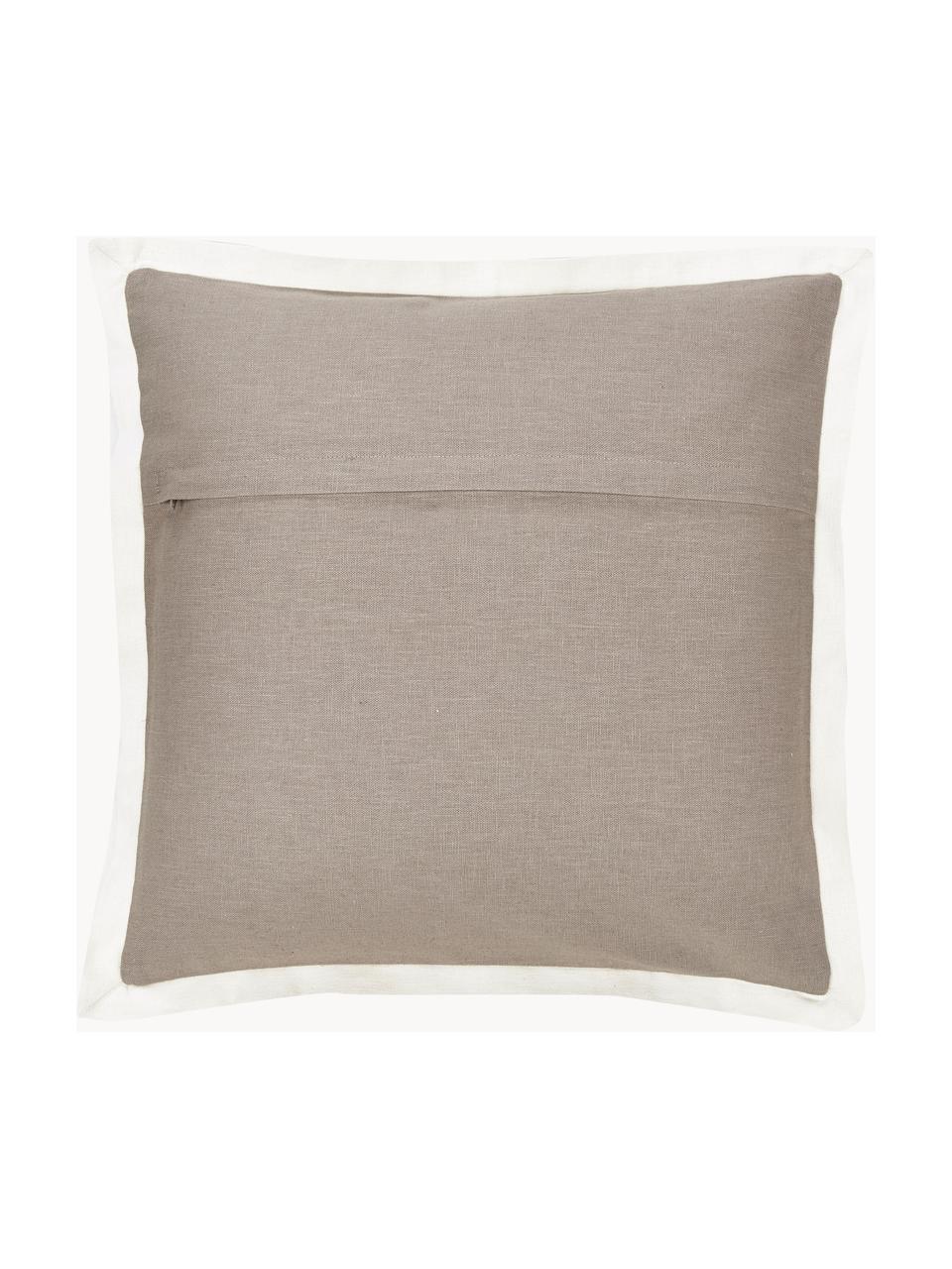 Housse de coussin en lin beige 45x45 Mira, 51 % lin, 49 % coton, Beige, larg. 45 x long. 45 cm