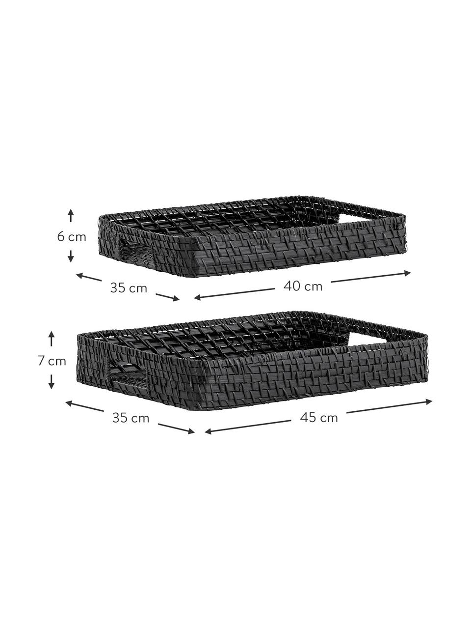 Plateaux de service en bambou noir de différentes tailles Binu, 2 élém., Bambou, teint, Noir, Lot de différentes tailles