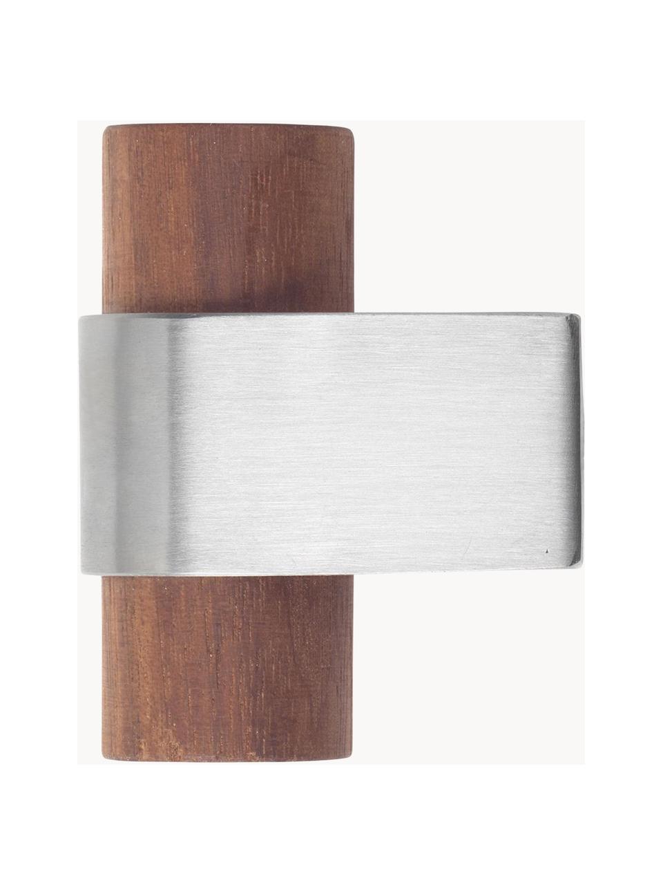 Ganchos de pared de madera de nogal Dowel, Acero inoxidable, madera de nogal, Plateado, madera de nogal, An 3 x Al 6 cm