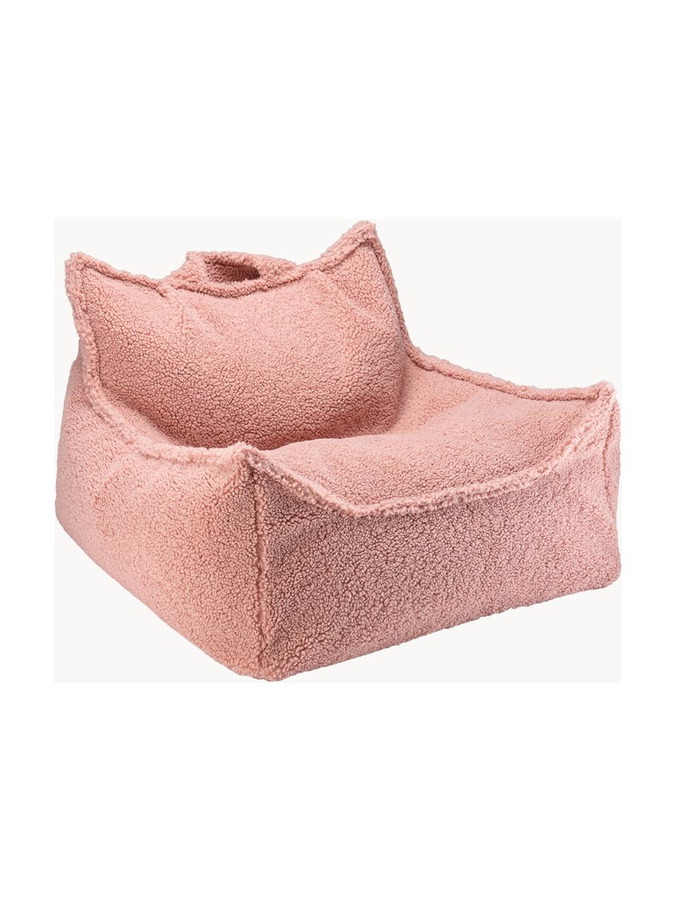 Pouf a sacco per bambini in teddy Sugar, Rivestimento: teddy (100% poliestere), Interno: 100% fibra non tessuta, Teddy rosa chiaro, Larg. 70 x Prof. 80 cm