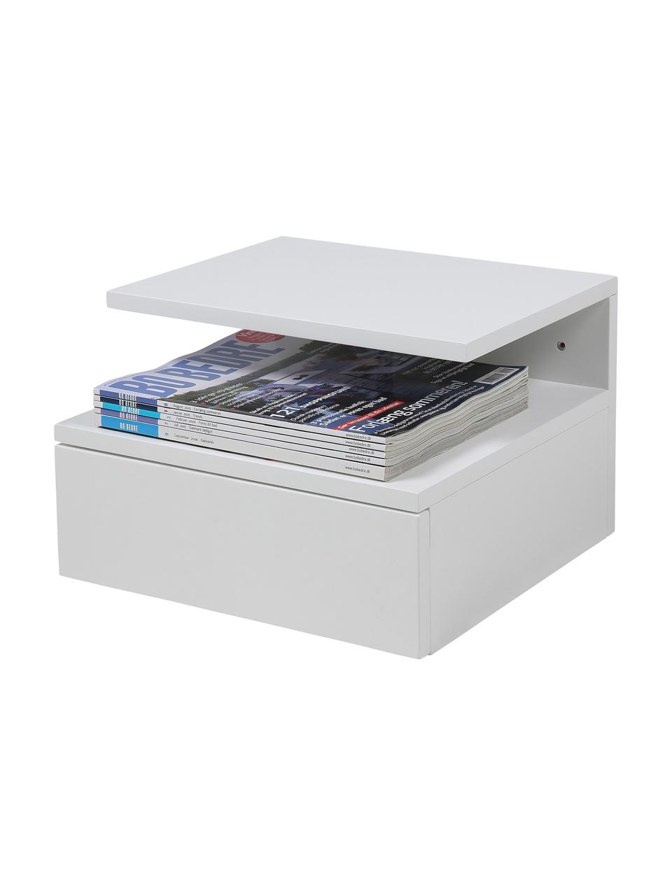 Ścienna szafka nocna Ashlan, Płyta pilśniowa średniej gęstości (MDF) z fornirem dębowym, Biały, S 35 x W 23 cm