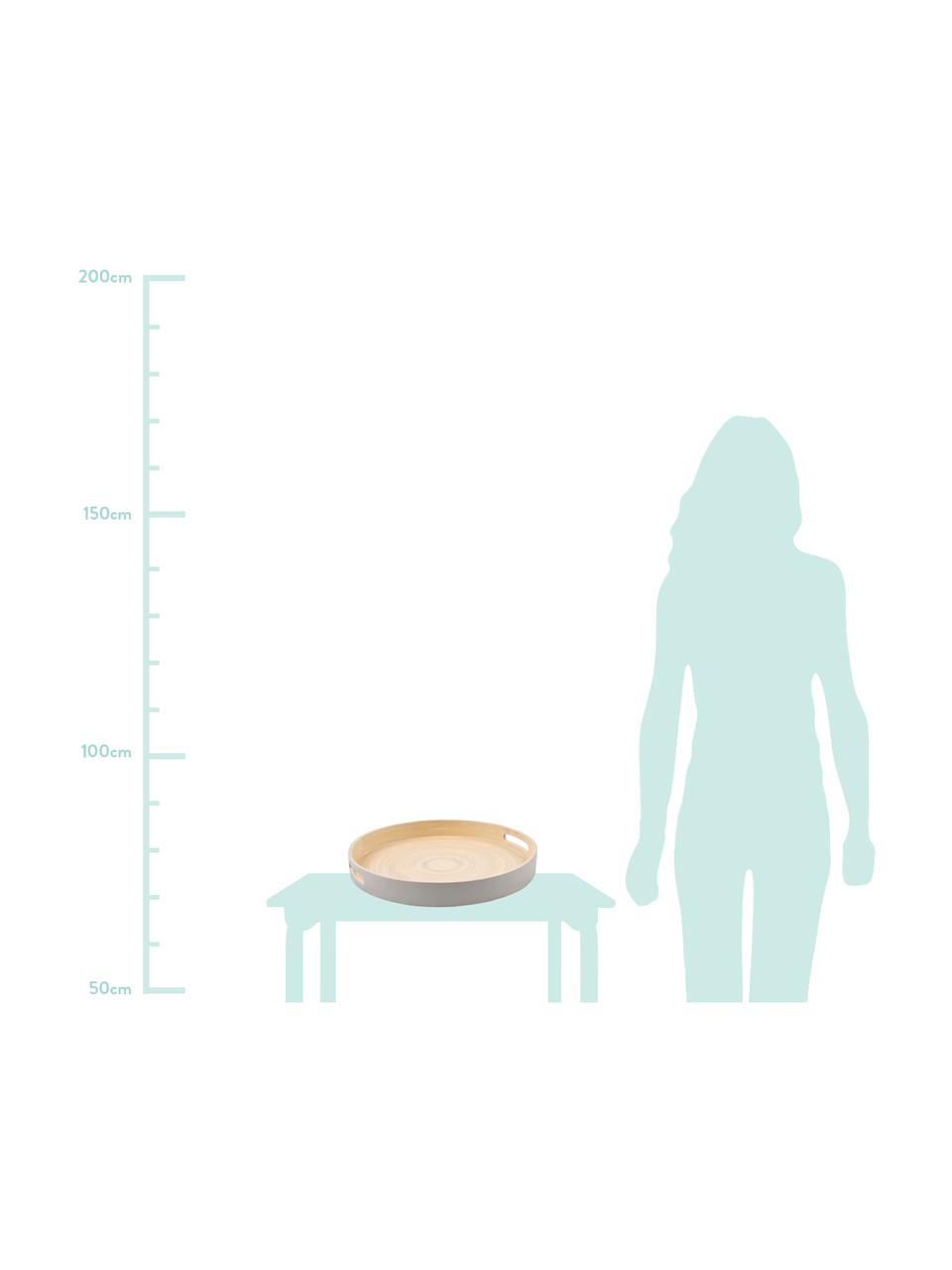 Rond bamboe dienblad Brico, Gelakt bamboehout, Bamboehoutkleurig, grijs, Ø 40 cm